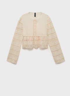 MANGO Openwork Details Embroidered Cotton Blouse  - Image 5