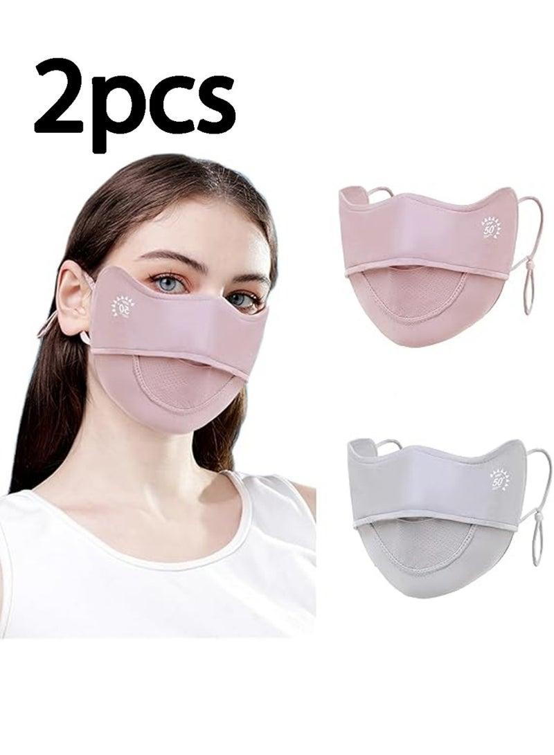 لاسيدو 2pcs أقنعة الوجه الأشعة فوق البنفسجية ، أقنعة الشمس للمرأة ، تغطية الوجه التنفسية للتبريد في الهواء الطلق ، قابلة للغسيل وإعادة الاستخدام - Image 1