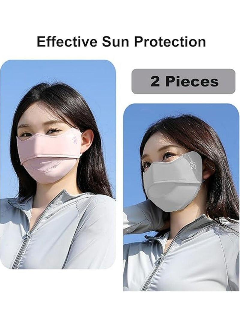 لاسيدو 2pcs أقنعة الوجه الأشعة فوق البنفسجية ، أقنعة الشمس للمرأة ، تغطية الوجه التنفسية للتبريد في الهواء الطلق ، قابلة للغسيل وإعادة الاستخدام - Image 2