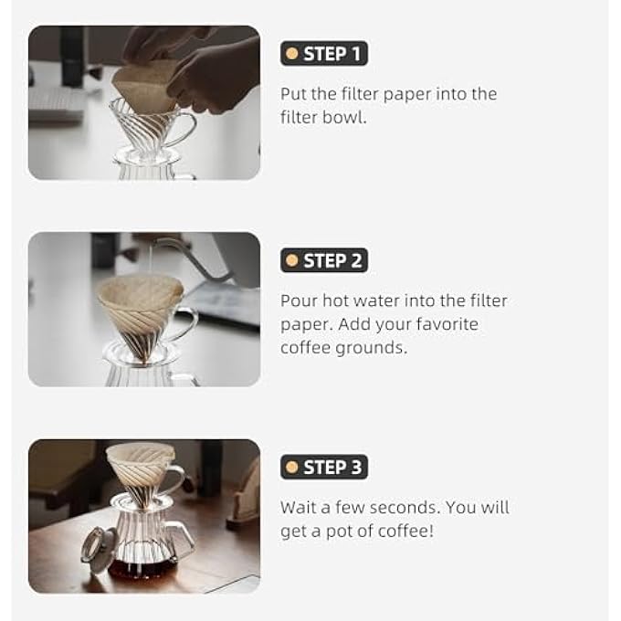 KASTWAVE Reusable Coffee Dripper Pour Over Coffee Maker With Handle Borosilicate Glass Slow Brewing Coffee Filter For Home Office Travel And Caf Single Cup Pour Over Brewer 02 14 Cups - Image 4