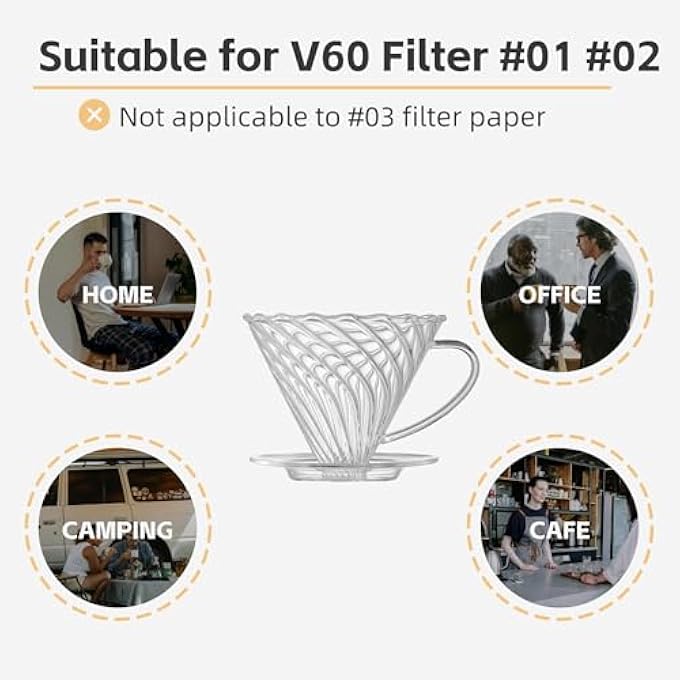 KASTWAVE Reusable Coffee Dripper Pour Over Coffee Maker With Handle Borosilicate Glass Slow Brewing Coffee Filter For Home Office Travel And Caf Single Cup Pour Over Brewer 02 14 Cups - Image 5