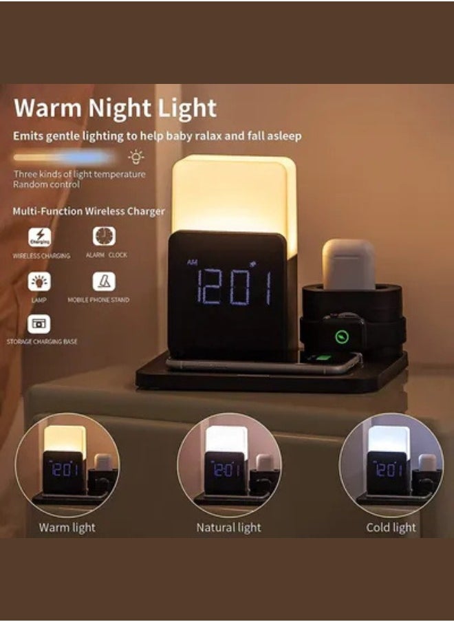 Digitplus - Wireless Charger 3 in 1 Charging Stand Fast Wireless Charging Station Compatible for all types of wireless charger phones with digital clock - Image 1