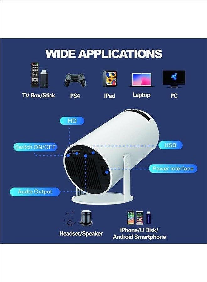 High Definition Display,Android 5G Connectivity,Portable Design,Smart Functionality,Versatile Connectivity,Office/Home Theater Capabilities,Advanced Optical Features,Wi-Fi Enabled,Mini Projector Convenience,User-Friendly Interface,Mini Projector , Automatic Keystone Correction, 4K Home Cinema,White