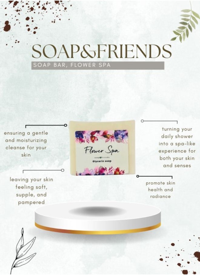 Soap&Friends Flower SPA Bar Soap – Handmade Natural Bath Soap with Coconut Oil & Floral Aroma  - Image 3