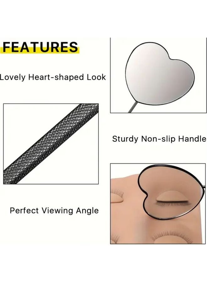 Heart Shaped Removable Stainless Steel Eyelash Mirror Portable Makeup Tool Multicolored - Image 4