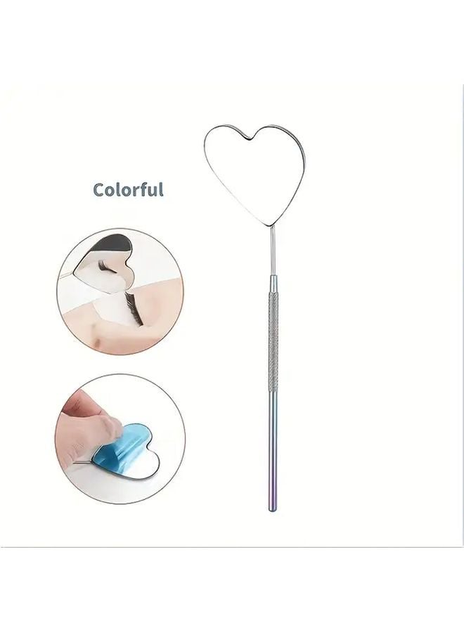 Heart Shaped Removable Stainless Steel Eyelash Mirror Portable Makeup Tool Multicolored - Image 1