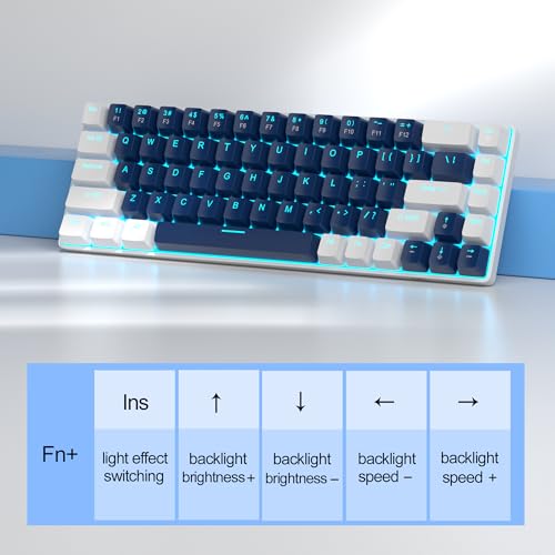 MageGee Portable 60% Mechanical Gaming Keyboard, MK-Box LED Backlit Compact 68 Keys Mini Wired Office Keyboard with Blue Switch for Windows Laptop PC Mac - Blue/White - Image 5