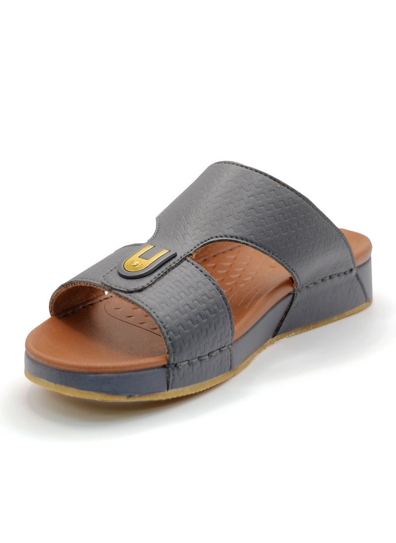 AL BAAZ - Al Baaz Grey Arabic Sandals for Men - Traditional Leather Men Sandals - Image 1