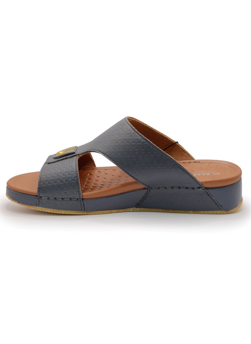 AL BAAZ - Al Baaz Grey Arabic Sandals for Men - Traditional Leather Men Sandals - Image 1