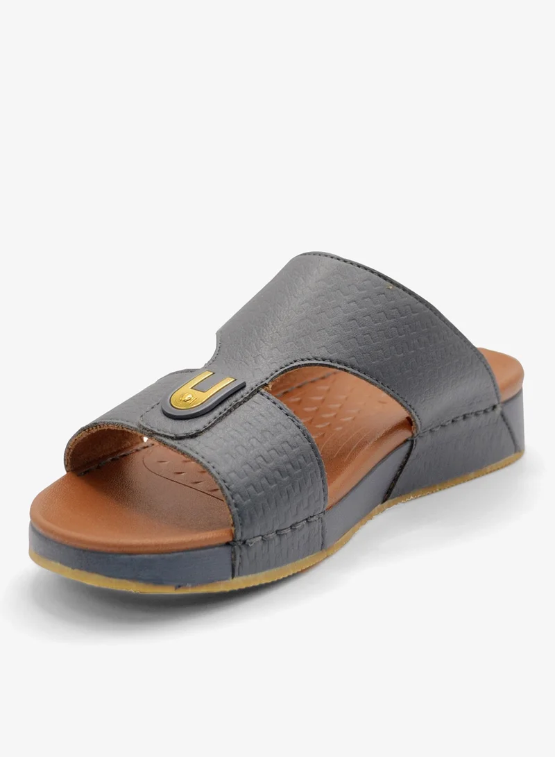 ال_باز صندل عربي رمادي للرجال من الباز - صنادل جلدية للرجال - صنادل جلدية مفتوحة عند الأصابع للرجال