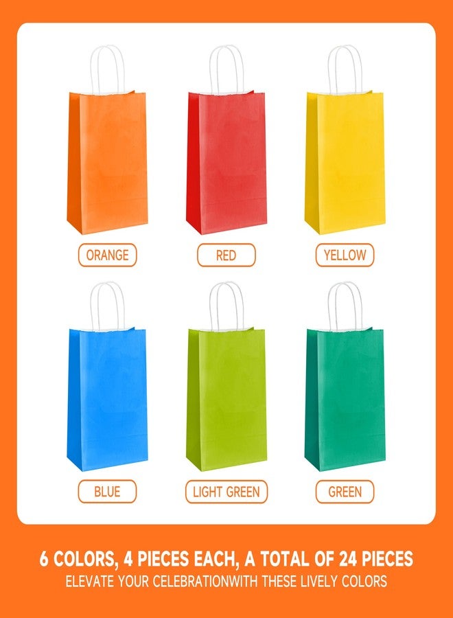 METAPRINT 24 Pcs Rainbow Paper Gift Bags with Handles in Bulk, 5.8x3.2x8.25 inch Small Kraft Paper Bags for Birthdays, Party Favors, Wedding (6 Colors) - Image 4