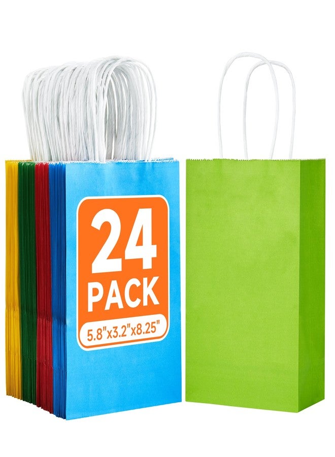 METAPRINT 24 Pcs Rainbow Paper Gift Bags with Handles in Bulk, 5.8x3.2x8.25 inch Small Kraft Paper Bags for Birthdays, Party Favors, Wedding (6 Colors) - Image 1