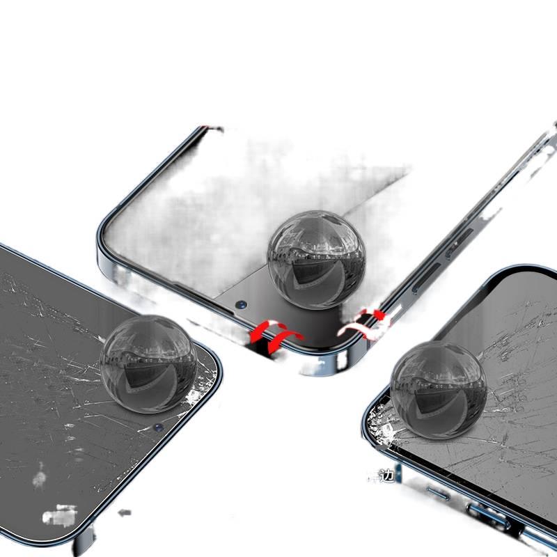MS غطاء هاتف، لـ iPhone 12، حماية الخصوصية، Privacy Airbag Tempered Film (Naked Mold)، Glass باللون الأحمر - Image 4