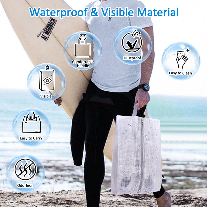 SelfTek Shoe Bags for Travel, 6 Pack 3 Size Double-Sided Zipper Shoe Bag for Men & Women, Waterproof Portable Shoe Storage Pouch with Handle, Family Travel Accessories - Image 5