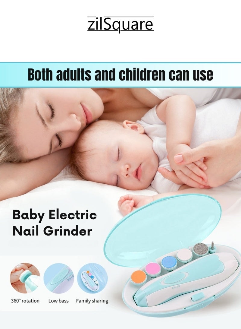 zilSquare Baby Nail Grinder Kit Electric Infant Nail Trimmer with Soft Filing Heads LED Light Quiet Motor 2 Speed Safe Painless Newborn Nail File Toddler Nail Grooming Tool Portable Battery Powered Manicure Set Gentle Nail Care Buffer for Kids and Moms - Image 2