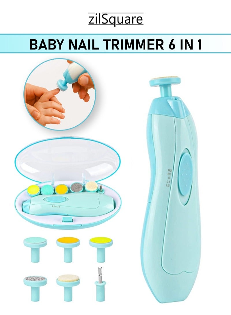zilSquare Baby Nail Grinder Kit Electric Infant Nail Trimmer with Soft Filing Heads LED Light Quiet Motor 2 Speed Safe Painless Newborn Nail File Toddler Nail Grooming Tool Portable Battery Powered Manicure Set Gentle Nail Care Buffer for Kids and Moms - Image 1