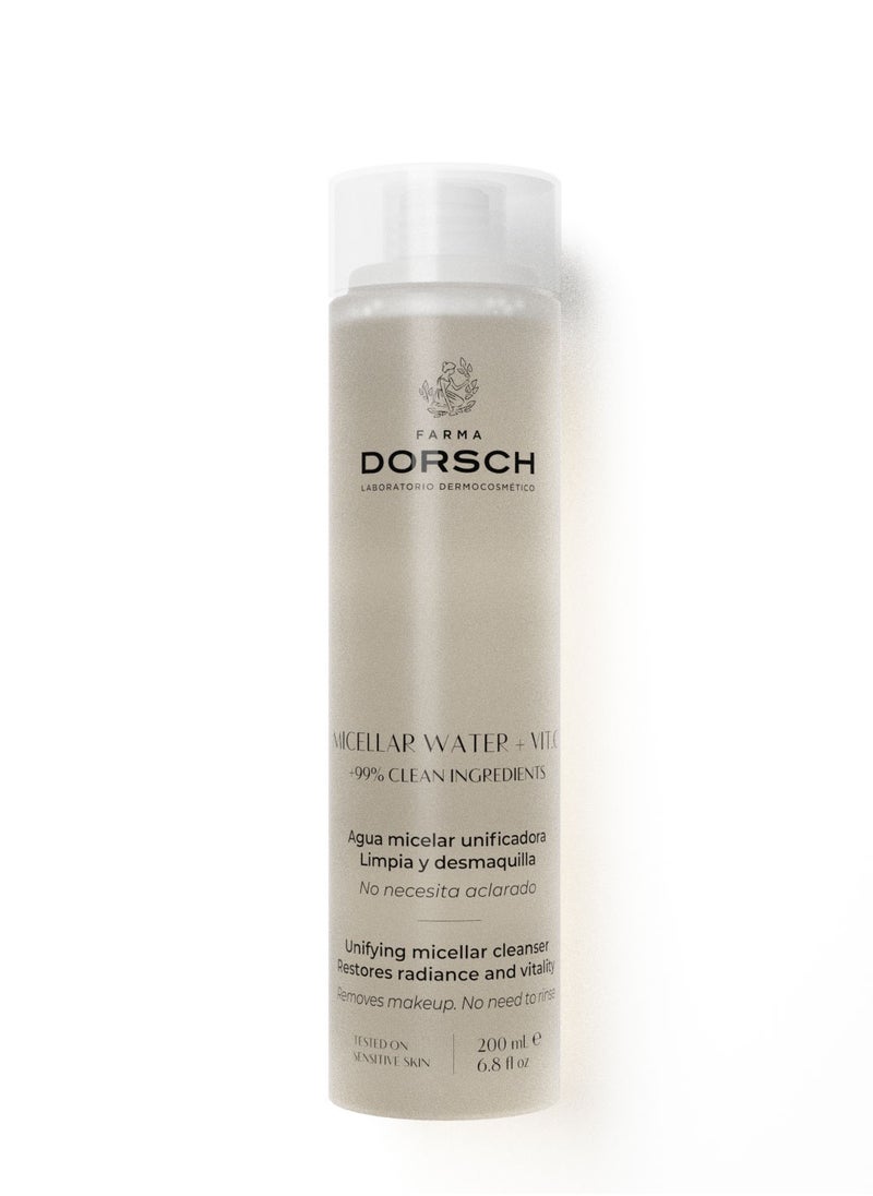 FARMA DORSCH Farma Dorsch Micellar Water with Vitamin C - Micellar Water Makeup Remover - Micellar Cleansing Water, Removes Makeup, Cleanses and Soothes Skin, No Rinse Off - 200ml  - Image 1