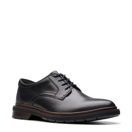Clarks Men's Burchill Derby Oxford, Black Leather, 8 - Image 4