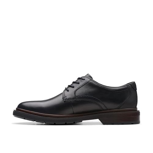Clarks Men's Burchill Derby Oxford, Black Leather, 8 - Image 3