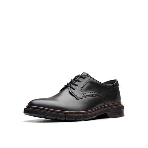 Clarks Men's Burchill Derby Oxford, Black Leather, 8 - Image 1