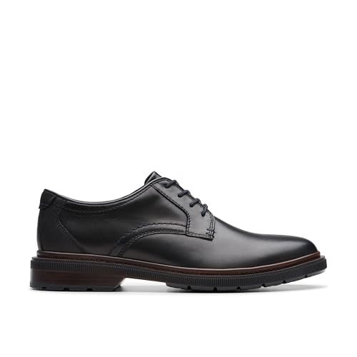 Clarks Men's Burchill Derby Oxford, Black Leather, 8 - Image 2