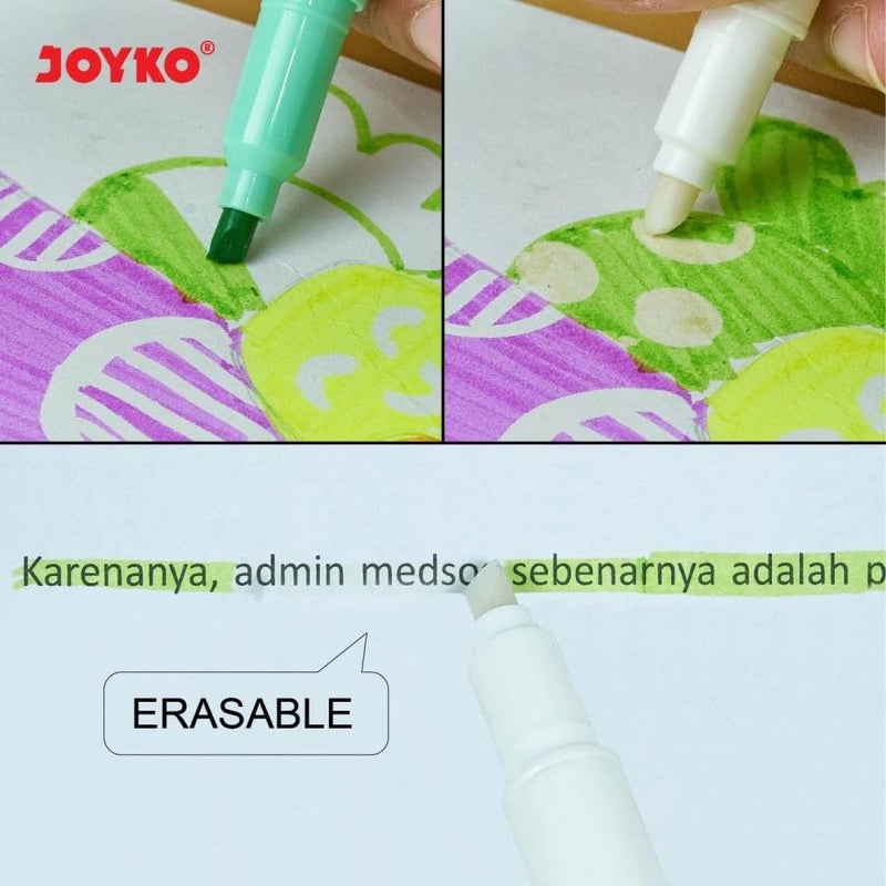KLIFFOO Erasable Highlighters Pens Set of 6 Colors Clear View Chisel Tip Highlighter Marker Pastel for Study, School, Home, & Office Use, Easily Erase What You Highlight, Non-Toxic, Multi-Color - Image 4