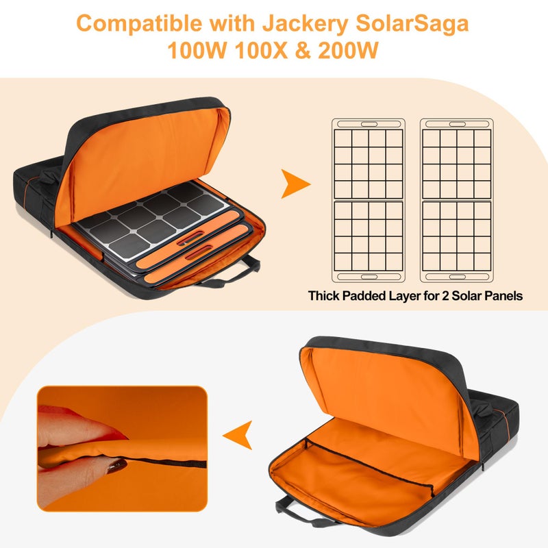 HODRANT HODRANT Solar Panel Storage Bag with Bright Lining, Travel Solar Panel Carrying Case Compatible with Jackery SolarSaga 100W 100X 200W, Padded Solar Panel Carrier with Multi Pockets & Shoulder Strap  - Image 2