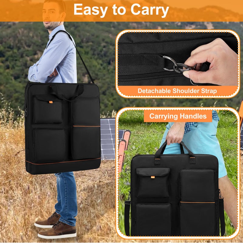 HODRANT HODRANT Solar Panel Storage Bag with Bright Lining, Travel Solar Panel Carrying Case Compatible with Jackery SolarSaga 100W 100X 200W, Padded Solar Panel Carrier with Multi Pockets & Shoulder Strap  - Image 5