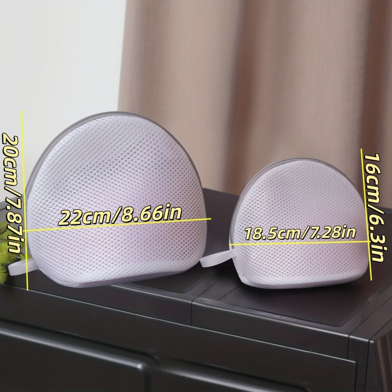 2 Bright Yellow Semicircular Bra Laundry Bags Zippered Polyester For Bras Underwear Socks Prevents Tangling Deformation Abrasion Multi Purpose Storage - Image 4