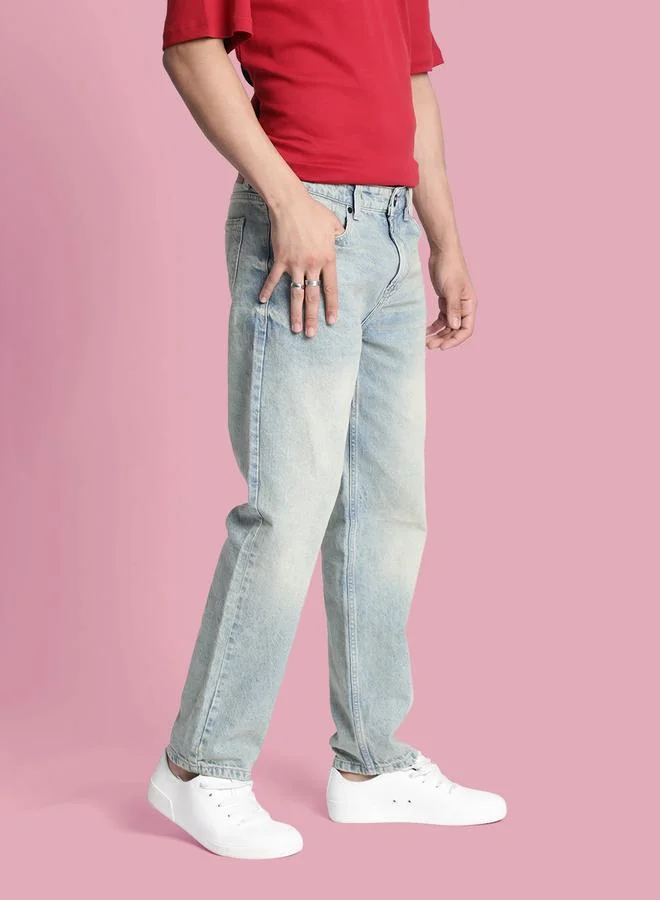 Styli Men Relaxed Fit Acid Wash Jeans By Bene Kleed