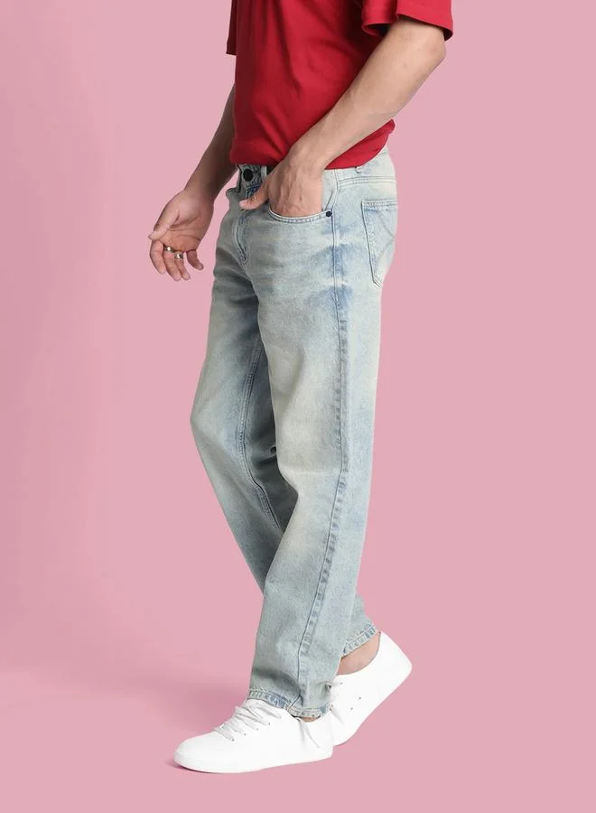Styli Men Relaxed Fit Acid Wash Jeans By Bene Kleed