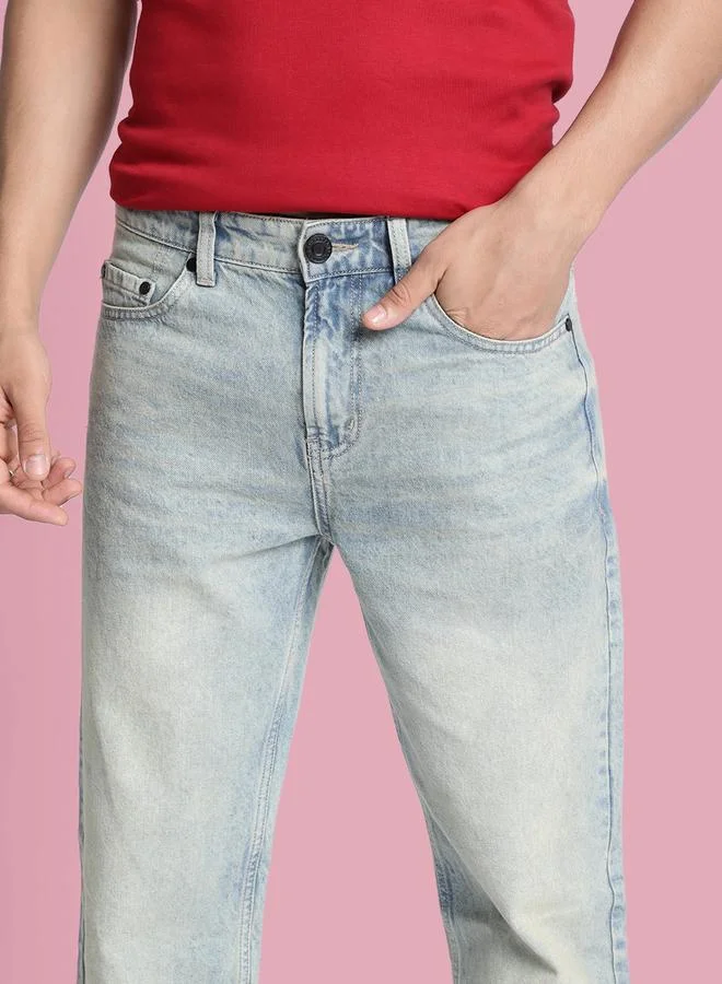 Styli Men Relaxed Fit Acid Wash Jeans By Bene Kleed