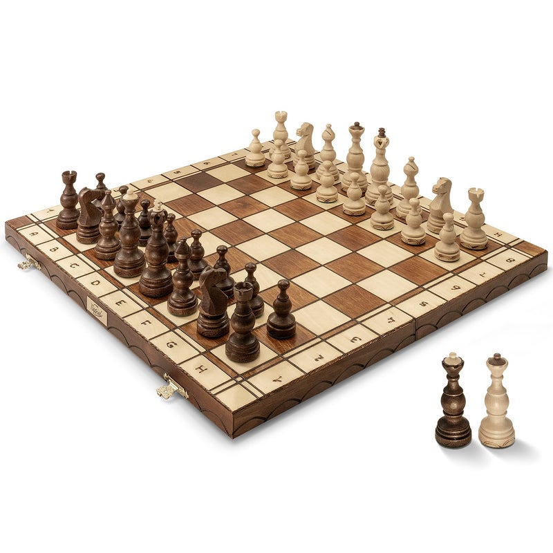 Wegiel Legate Luxury Wooden Chess Set for Adults and Kids 18 Inch Handcrafted from Premium Beech and Birch Wood Unique Folding Design with Chess Piece Storage - Image 2