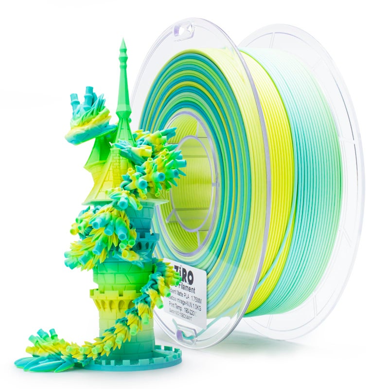 ZIRO 3D Printer Filament, Fast Color Change Filament 1.75mm, Color Gradient Material, Rainbow PLA Filaments, Dimensional Accuracy +/- 0.03mm, 1KG Spool, Meadow Mirage(Matte) - Image 1