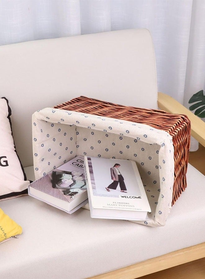 5 قطع سلال تخزين الروطان سلة خوص منسوجة يدويًا منظم تخزين سطح المكتب صناديق تخزين منزلية لألعاب الملابس والغسيل والخزانة - Image 5