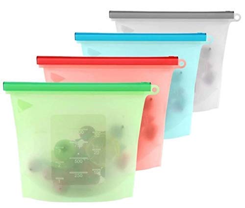 LETURE Silicone Reusable Food Storage Containers Bags 1000ML Dimension 85 in X 7 in X 2 in Pack of 4 - Image 1