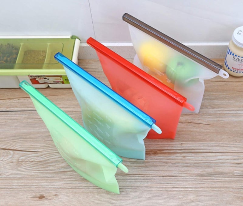 LETURE Silicone Reusable Food Storage Containers Bags 1000ML Dimension 85 in X 7 in X 2 in Pack of 4 - Image 4