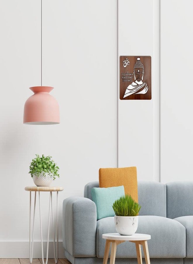 CALM VIBE تحفة فنية خشبية معلقة على الحائط من خشب، تحمل صورة بوذا ورمز أوم، مناسبة للجدران | المنزل | المكتب | غرفة المعيشة | غرفة النوم - Image 4