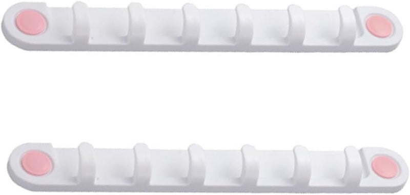 Healifty 2pcs Kitchen Bathroom Adhesive Hook Rack with 6 Hanging Hooks Wall-Mounted Sticky Utility for Home Storage and Organization Random Color - Image 1