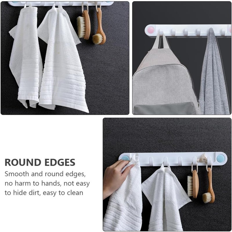 Healifty 2pcs Kitchen Bathroom Adhesive Hook Rack with 6 Hanging Hooks Wall-Mounted Sticky Utility for Home Storage and Organization Random Color - Image 5