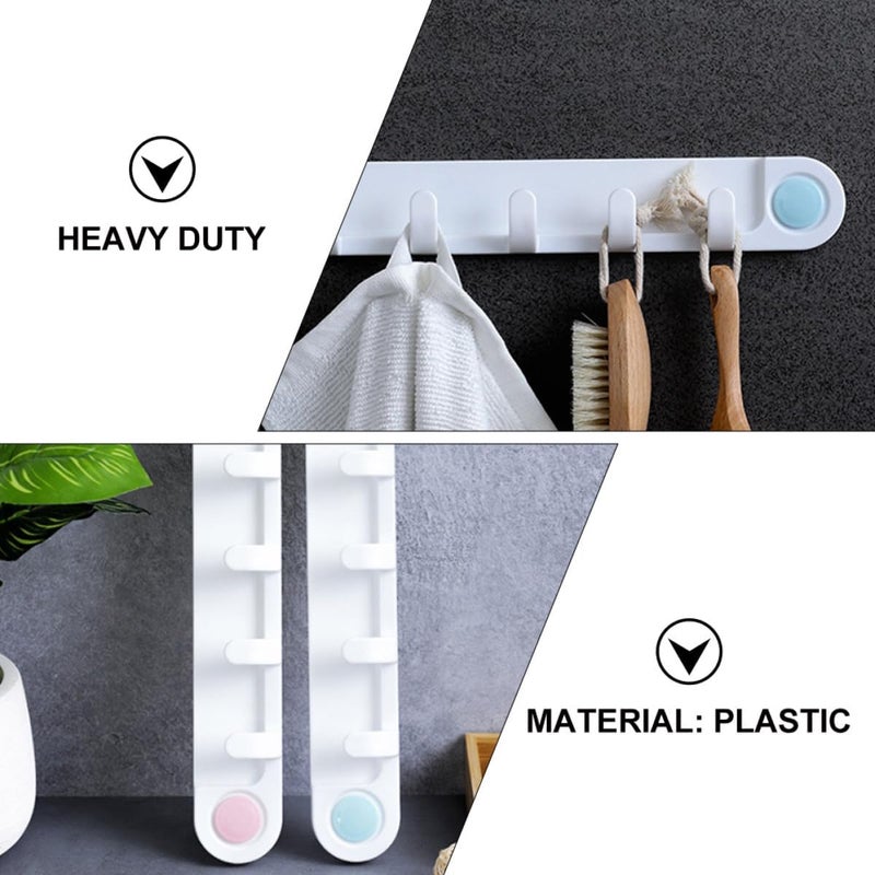 Healifty 2pcs Kitchen Bathroom Adhesive Hook Rack with 6 Hanging Hooks Wall-Mounted Sticky Utility for Home Storage and Organization Random Color - Image 3
