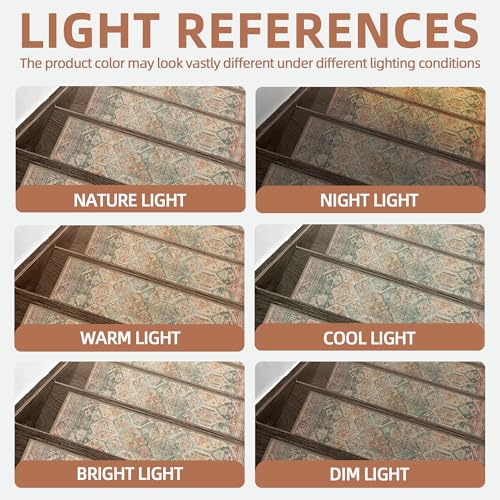 sarben Carpet Stair Treads Non Slip 15PCS, 8" X 30" Edging Stair Runner for Wooden Steps Indoor, Resistant Stair Rugs with Reusable TPE Adhesive Backing, Residue Mat for Elders, Pets, Cedarwood/Sage - Image 4