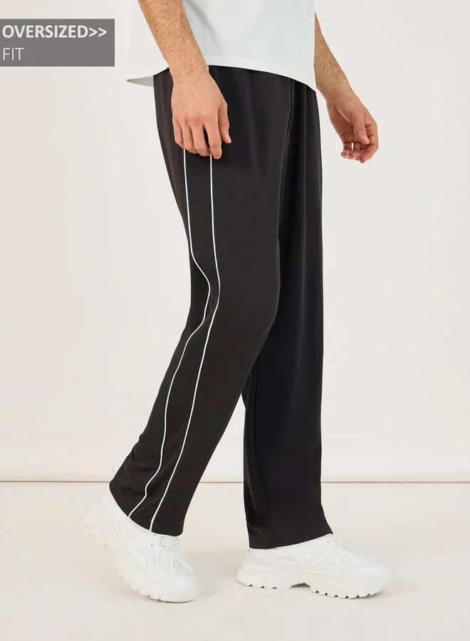 ستايلي اكتيف بنطال رياضي فضفاض بتفاصيل محزوزة وأربطة