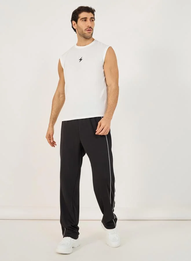 ستايلي اكتيف بنطال رياضي فضفاض بتفاصيل محزوزة وأربطة