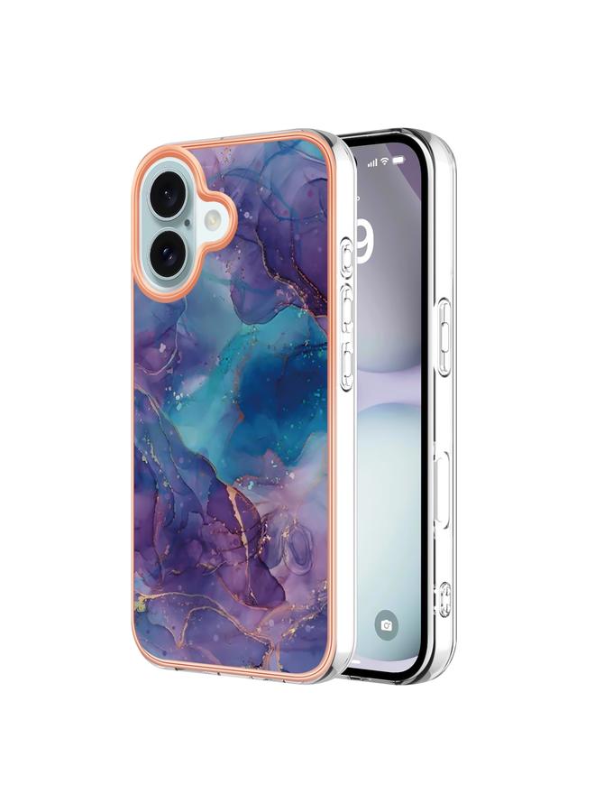 The Bros Case For iPhone 16 Plus Electroplating Marble Dual-side IMD Phone Case
