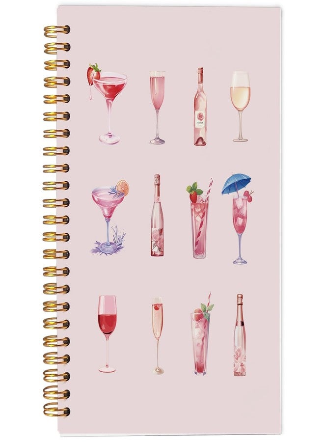 Ecezatik Pink Champagne Cocktail Notebook Journal, Preppy Notebook Journal, Girly Notebook, Cocktail Lovers Gifts, Bartender Gifts, Mixology Gifts, Pink Aesthetic Spiral Notebook 5.5x8.3 Inches - Image 1