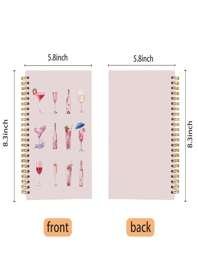 Ecezatik Pink Champagne Cocktail Notebook Journal, Preppy Notebook Journal, Girly Notebook, Cocktail Lovers Gifts, Bartender Gifts, Mixology Gifts, Pink Aesthetic Spiral Notebook 5.5x8.3 Inches - Image 5
