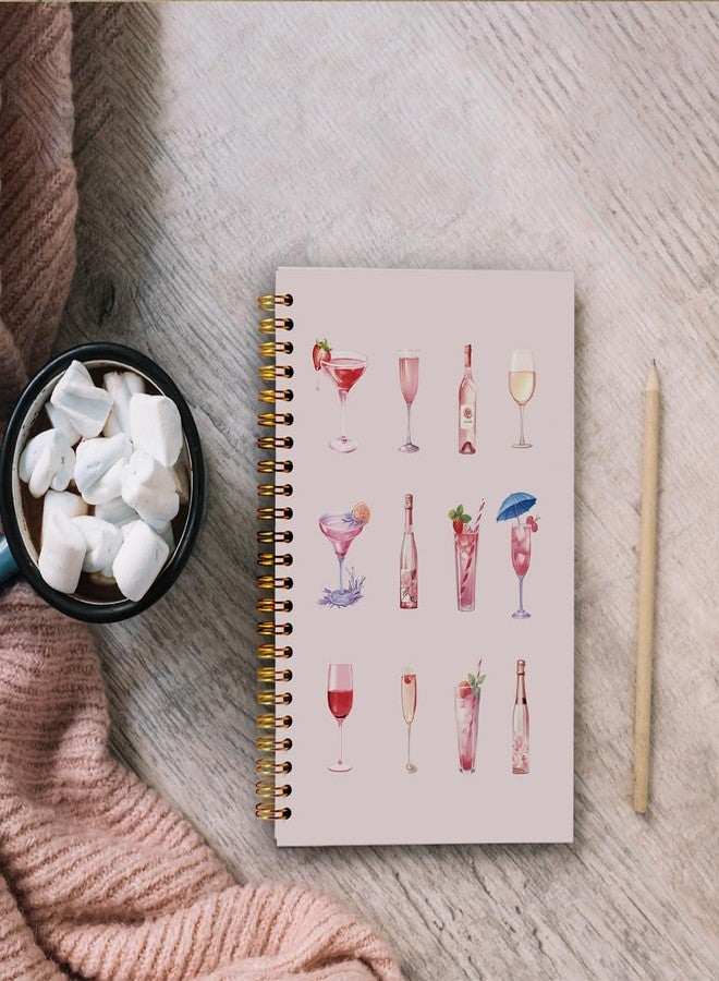 Ecezatik Pink Champagne Cocktail Notebook Journal, Preppy Notebook Journal, Girly Notebook, Cocktail Lovers Gifts, Bartender Gifts, Mixology Gifts, Pink Aesthetic Spiral Notebook 5.5x8.3 Inches - Image 4