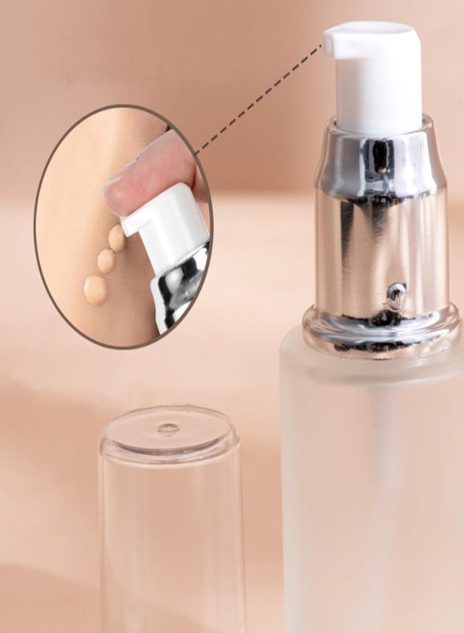 Elandy 2Pcs 120ml/4oz Empty Transparent Frosted Glass Lotion Pump Bottle with White Pump Refillable Cream Dispenser Press Bottle Travel Cosmetic Container for Makeup Foundation Essential Oil - Image 2