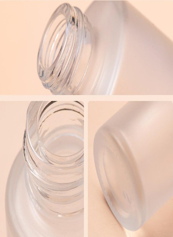 Elandy 2Pcs 120ml/4oz Empty Transparent Frosted Glass Lotion Pump Bottle with White Pump Refillable Cream Dispenser Press Bottle Travel Cosmetic Container for Makeup Foundation Essential Oil - Image 3